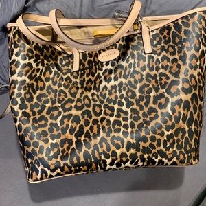 Leopard print coach tote